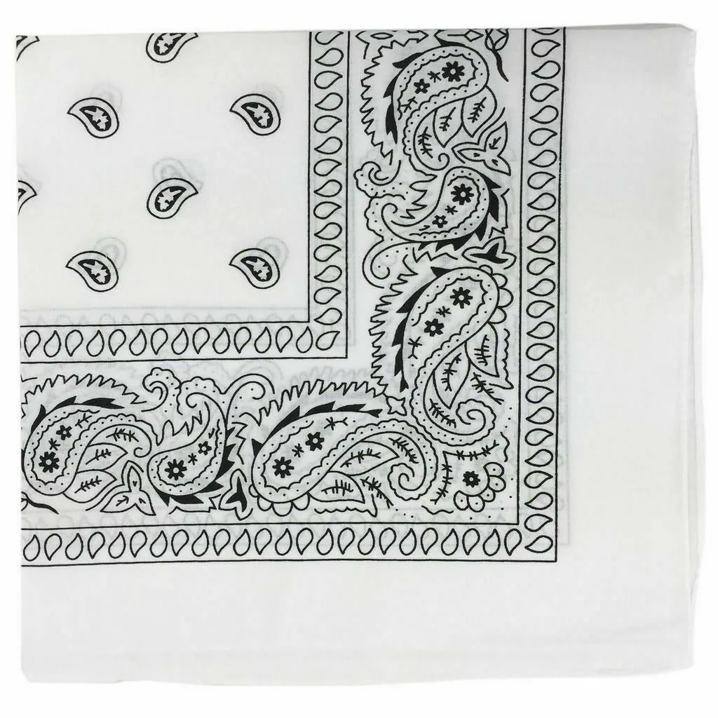 10 x White Paisley Bandanas Head Wrap 100% Cotton Neck Scarf Mask Bandana