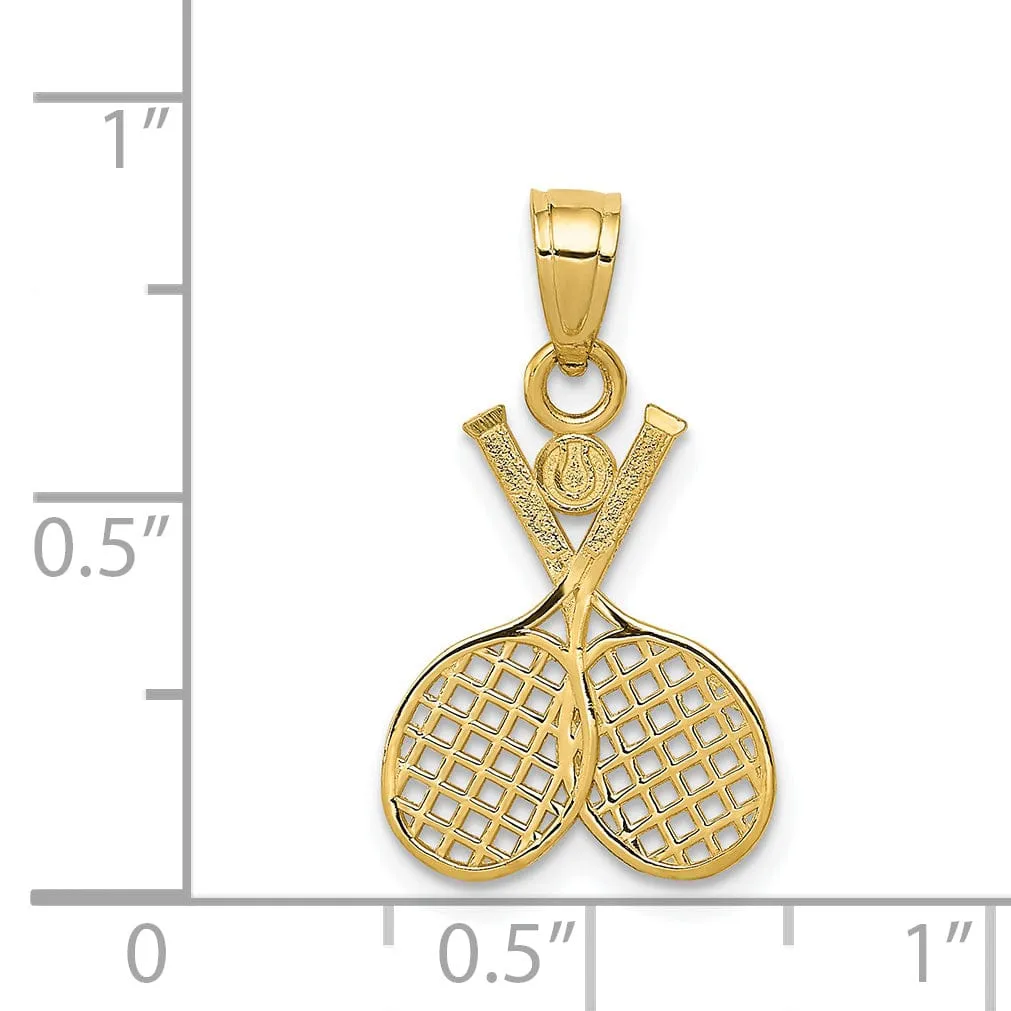 14k Yellow Gold Double Tennis Racquet Pendant