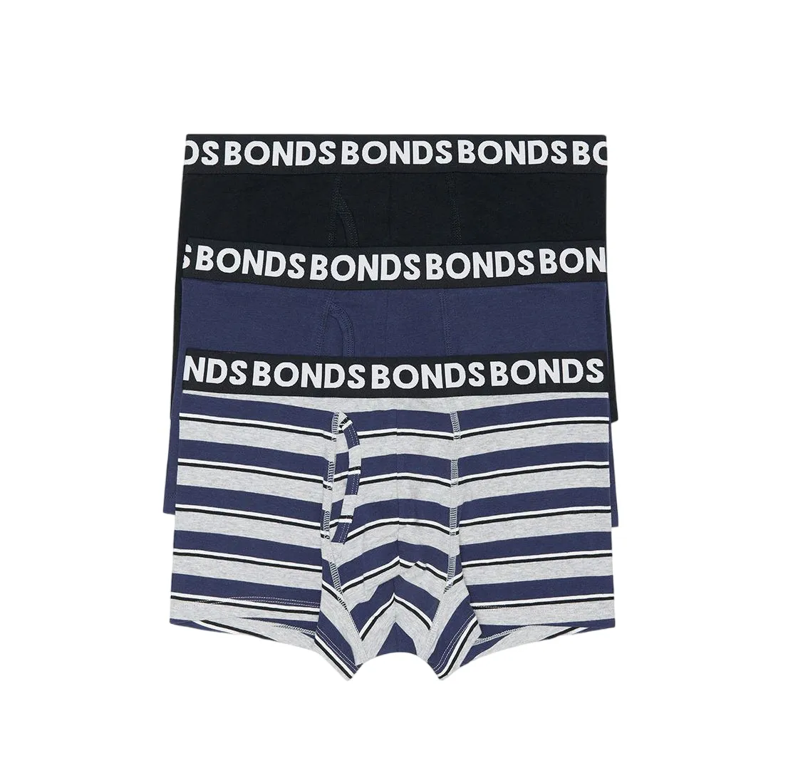 18 X Bonds Mens Everyday Trunks Underwear Black / Navy / Grey Undies