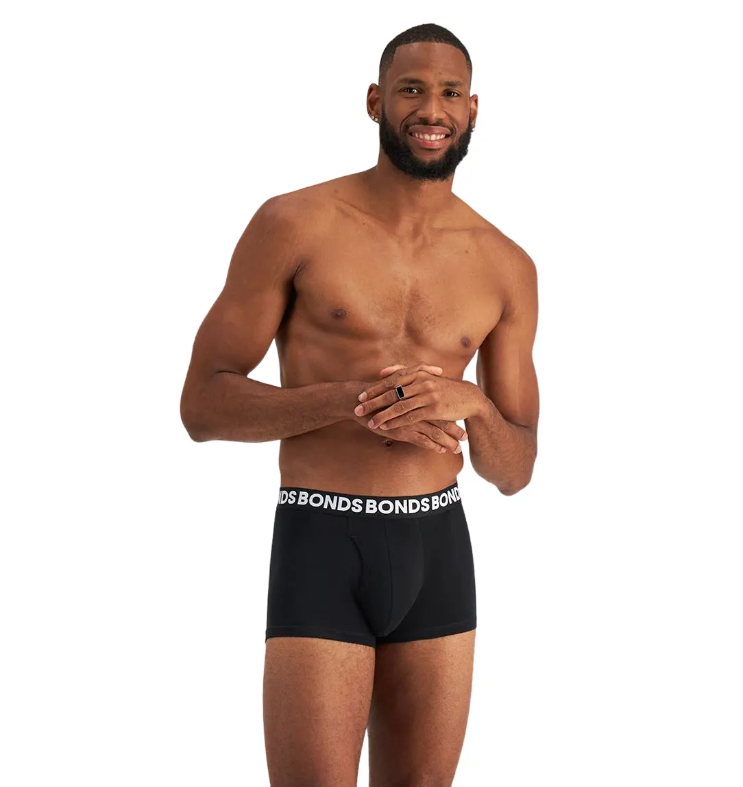 3 x Bonds Mens Everyday Trunks Underwear Black Multi Undies