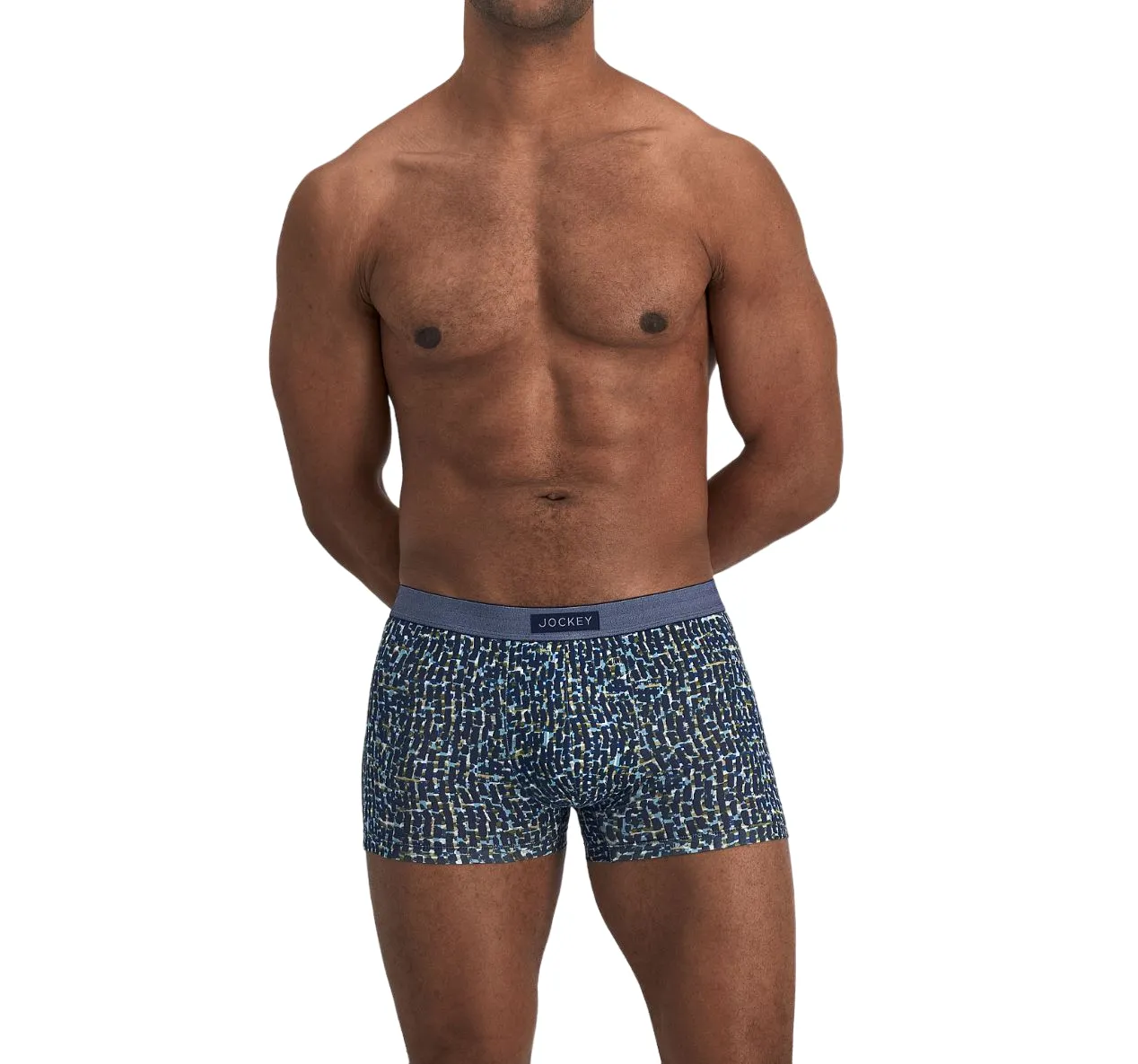 3 x Jockey Mens Comfort Classics Trunks Underwear Undies Blue And Green Multi