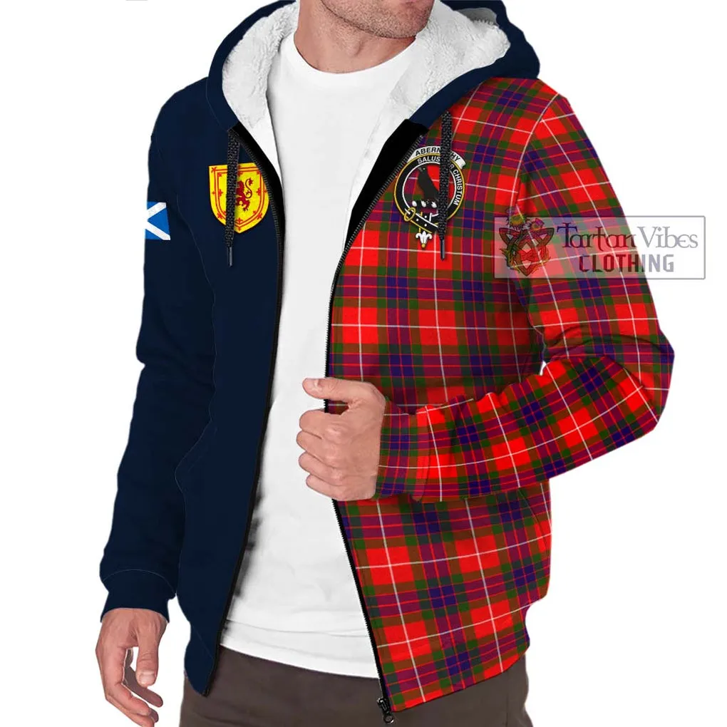 Abernethy Tartan Sherpa Hoodie Alba with Scottish Lion Royal Arm Half Style