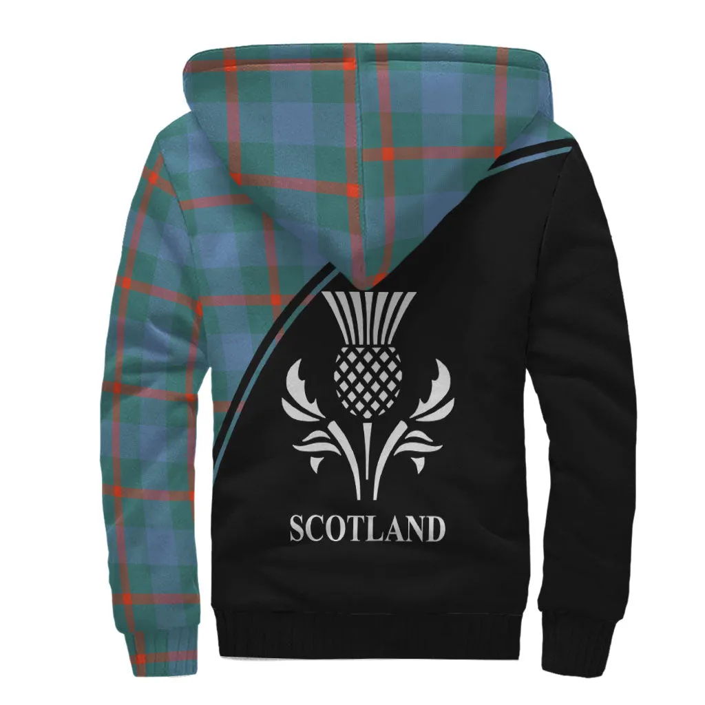 Agnew Ancient Tartan Sherpa Hoodie with Family Crest Curve Style