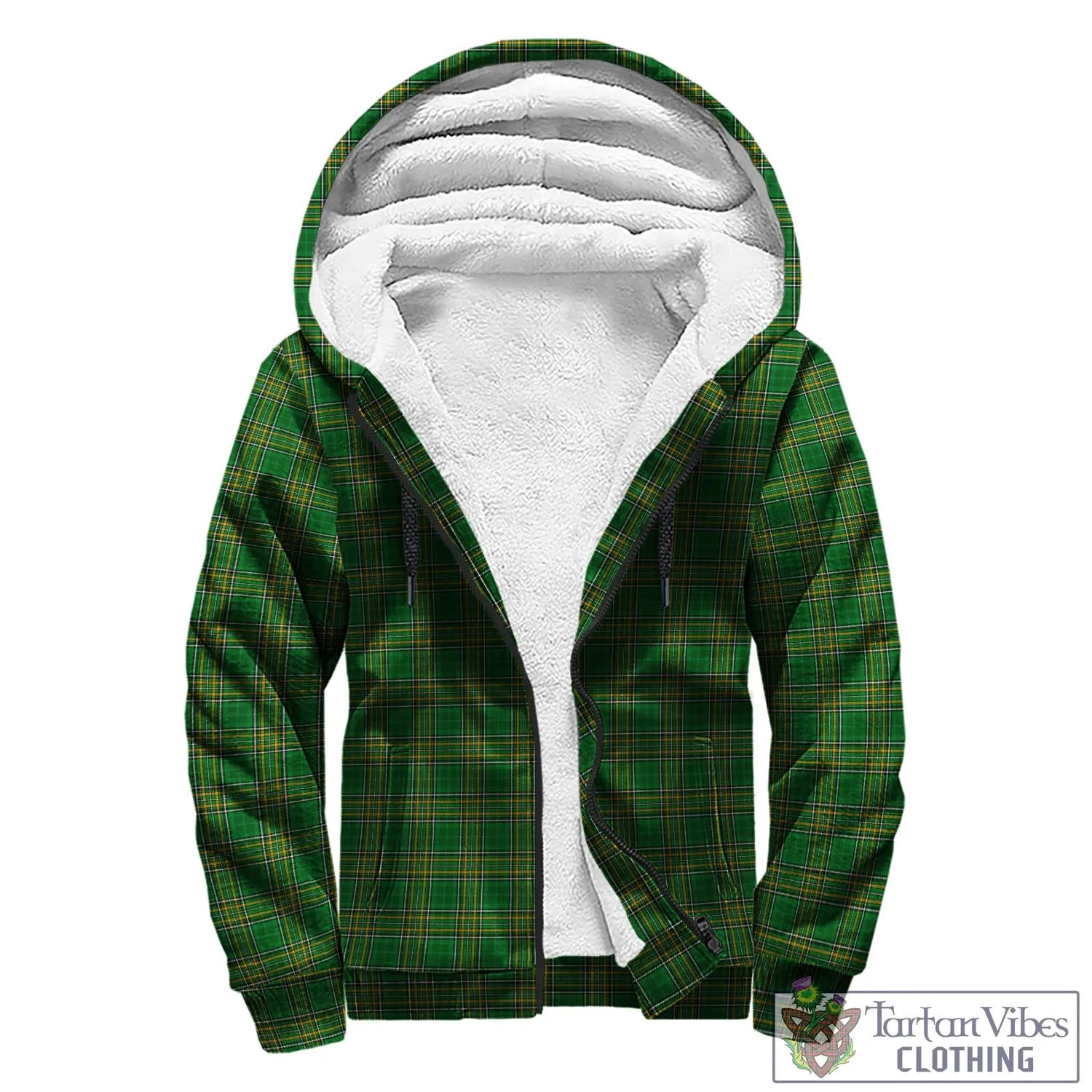 Agnew Irish Clan Tartan Sherpa Hoodie with Coat of Arms