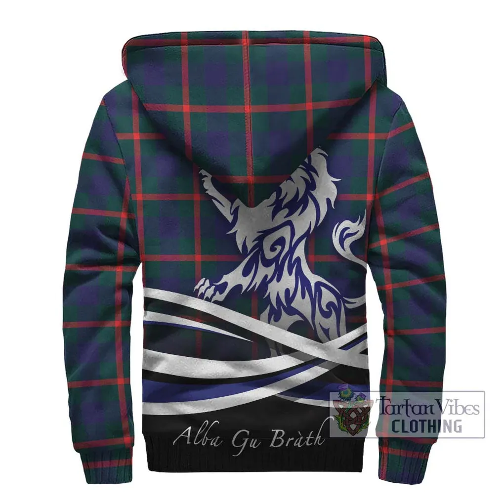 Agnew Tartan Sherpa Hoodie with Alba Gu Brath Regal Lion Emblem