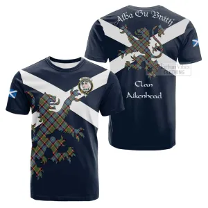 Aikenhead Tartan Lion Rampant Cotton T-shirt Proudly Display Your Heritage with Alba Gu Brath and Clan Name