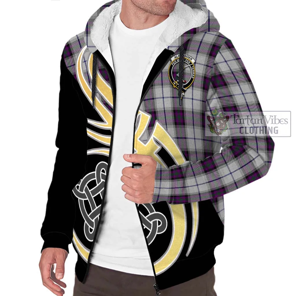 Alexander of Menstry Dress Tartan Sherpa Hoodie with Family Crest and Celtic Symbol Style