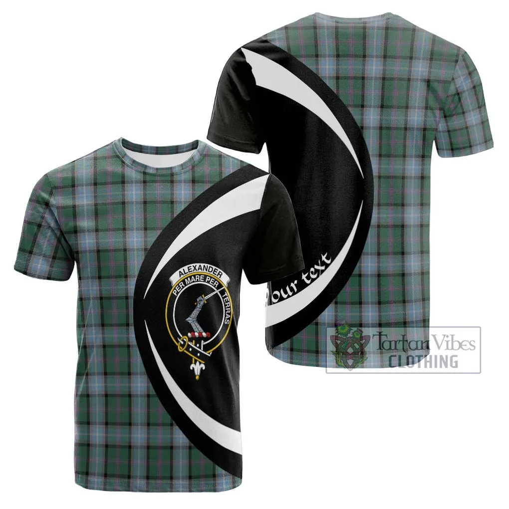 Alexander of Menstry Hunting Tartan Cotton T-shirt with Family Crest Circle Style