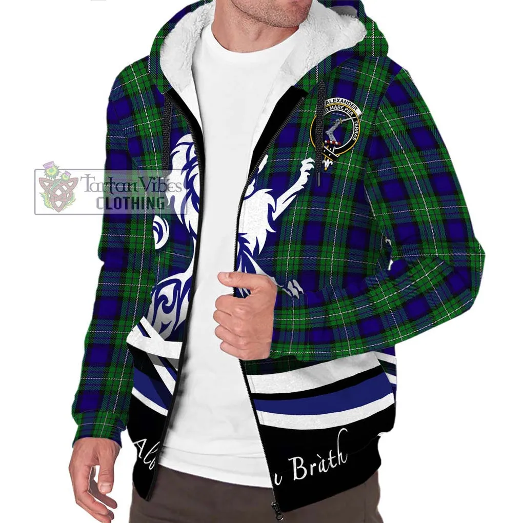 Alexander Tartan Sherpa Hoodie with Alba Gu Brath Regal Lion Emblem