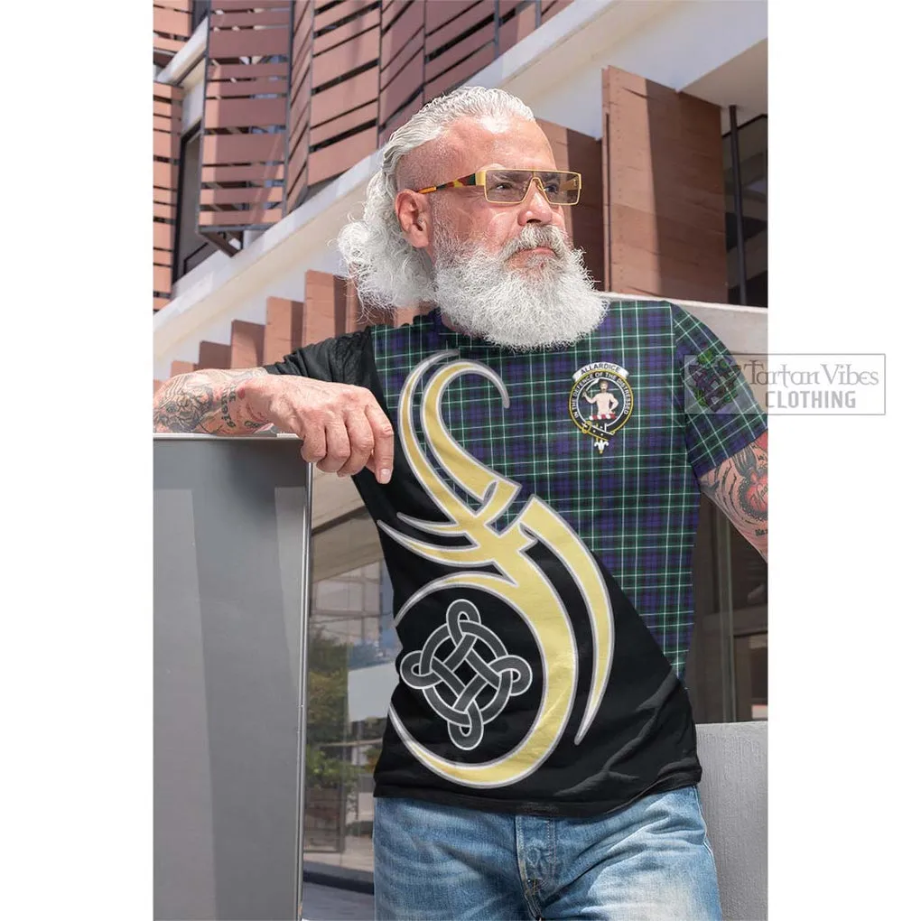 Allardice Tartan Cotton T-shirt with Family Crest and Celtic Symbol Style