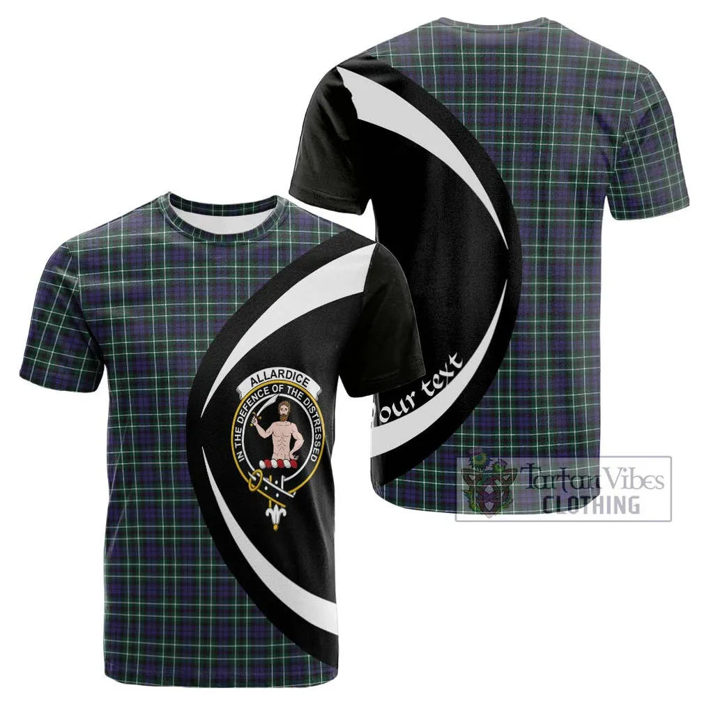 Allardice Tartan Cotton T-shirt with Family Crest Circle Style