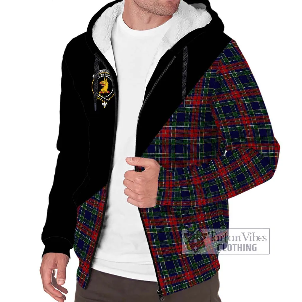 Allison Red Tartan Sherpa Hoodie with Family Crest and Military Logo Style