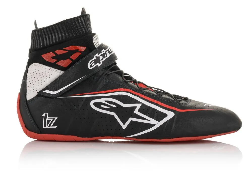 ALPINESTARS 2715020_123_10,5 TECH 1Z v2 Race shoes, FIA 8856-2018, black/white/red, size 43,5 (10,5)