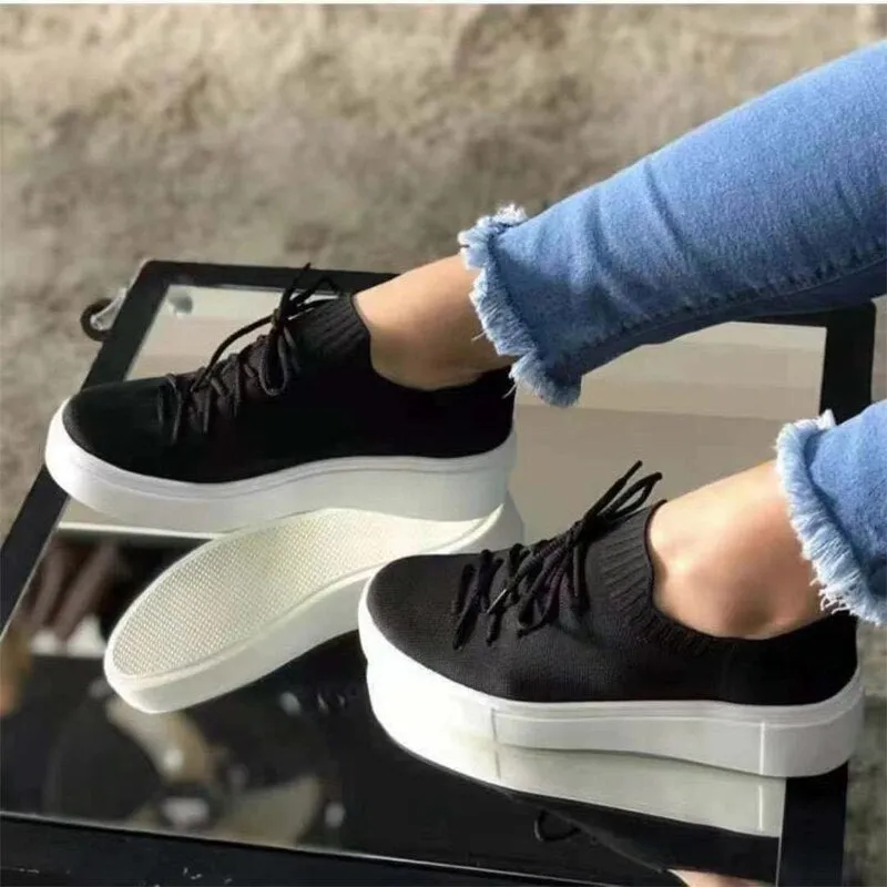 Amozae  Women Lace Up Mesh Platform Sneaker Woman Summer Walking Shoe Female Casual Vulcanized Ladies Plus Size Breathable Footwear