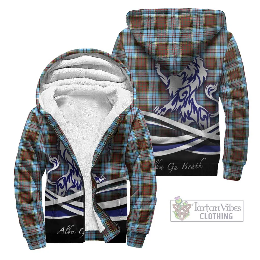 Anderson Ancient Tartan Sherpa Hoodie with Alba Gu Brath Regal Lion Emblem