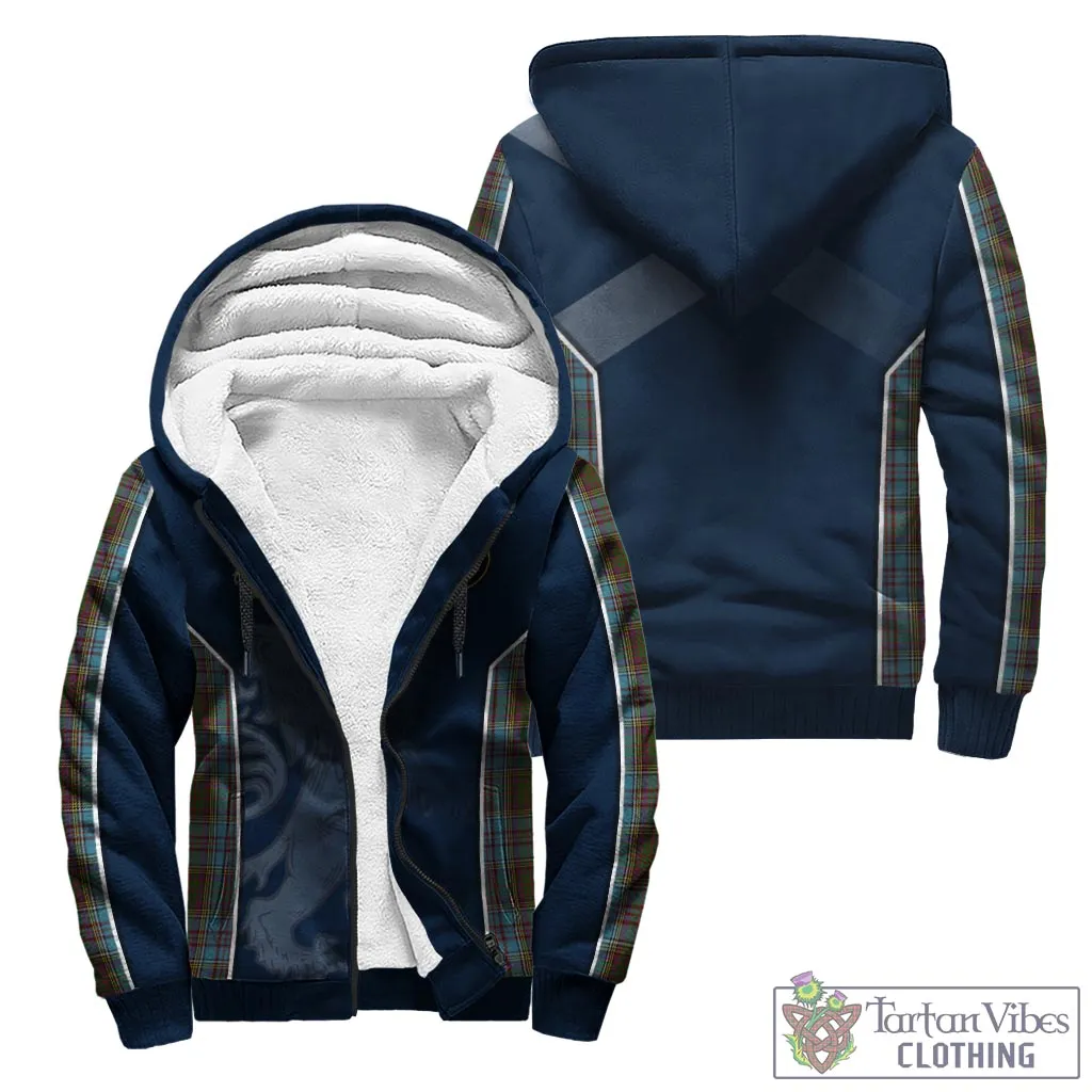 Anderson Tartan Sherpa Hoodie with Family Crest and Lion Rampant Vibes Sport Style