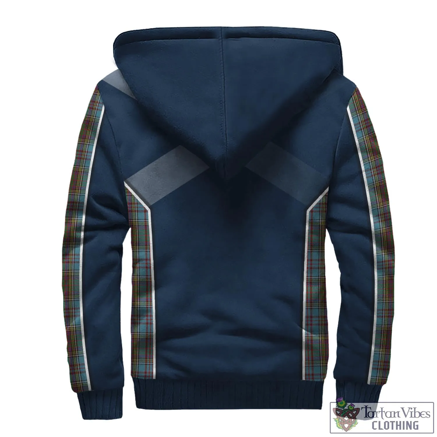 Anderson Tartan Sherpa Hoodie with Family Crest and Lion Rampant Vibes Sport Style