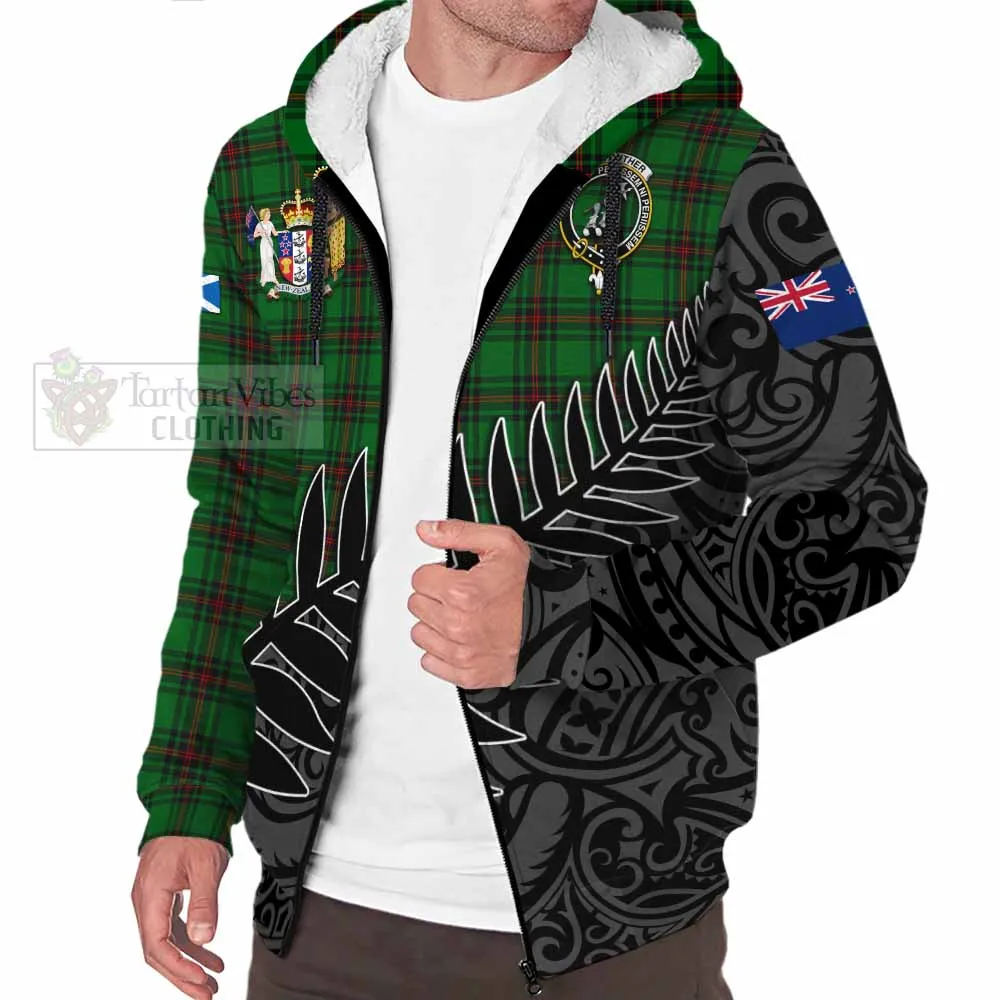 Anstruther Crest Tartan Sherpa Hoodie with New Zealand Silver Fern Half Style