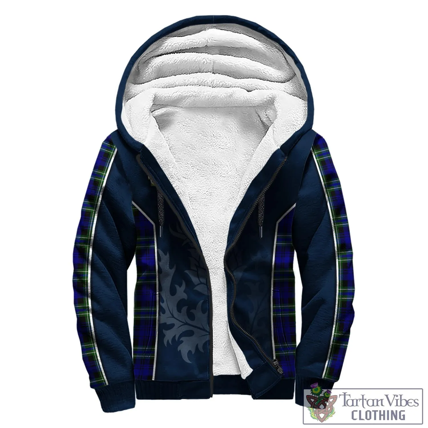 Arbuthnot Modern Tartan Sherpa Hoodie with Family Crest and Scottish Thistle Vibes Sport Style