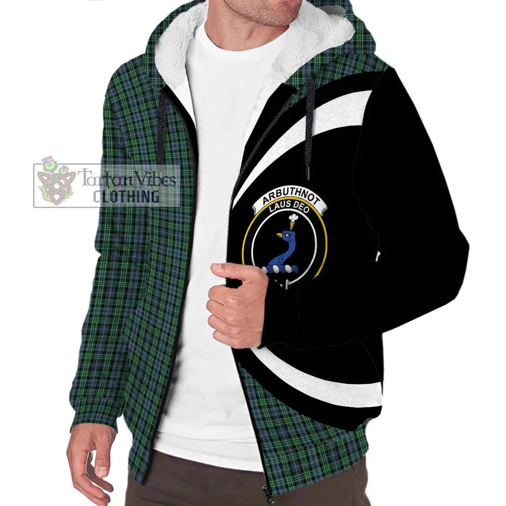 Arbuthnot Tartan Sherpa Hoodie with Family Crest Circle Style