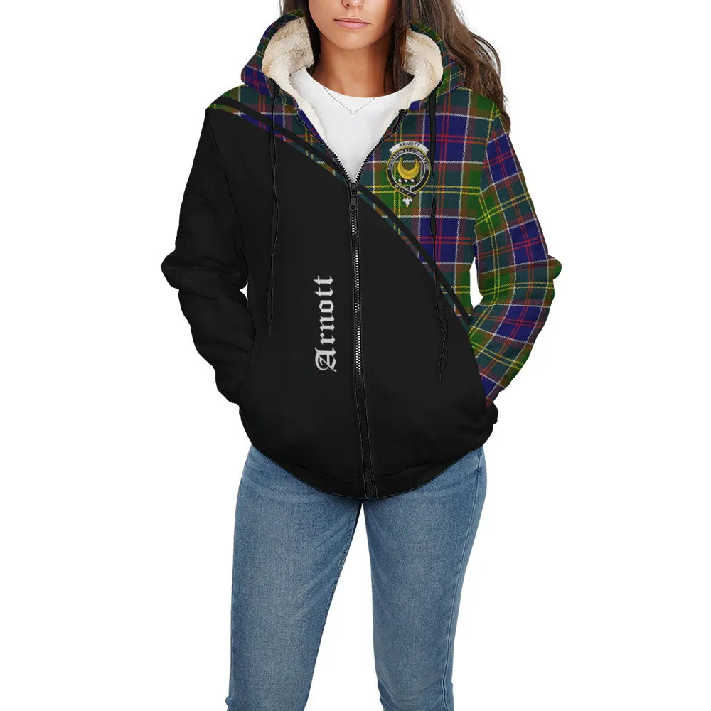 Arnott Tartan Sherpa Hoodie with Family Crest Curve Style