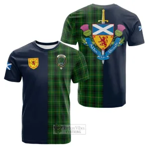 Arthur Tartan Cotton T-shirt Alba with Scottish Lion Royal Arm Half Style