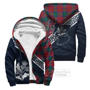 Auchinleck (Affleck) Tartan Sherpa Hoodie Featuring Thistle and Scotland Map