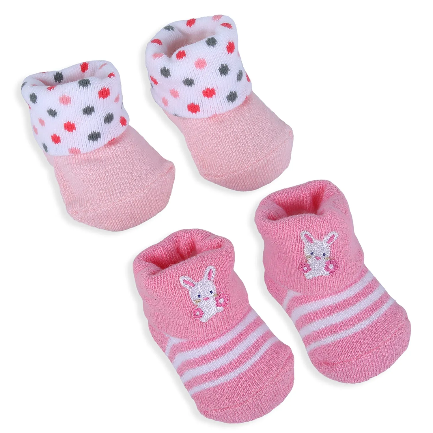 Baby Moo Bunny Polka Dotted Newborn Breathable Infant Cotton Socks - Pink