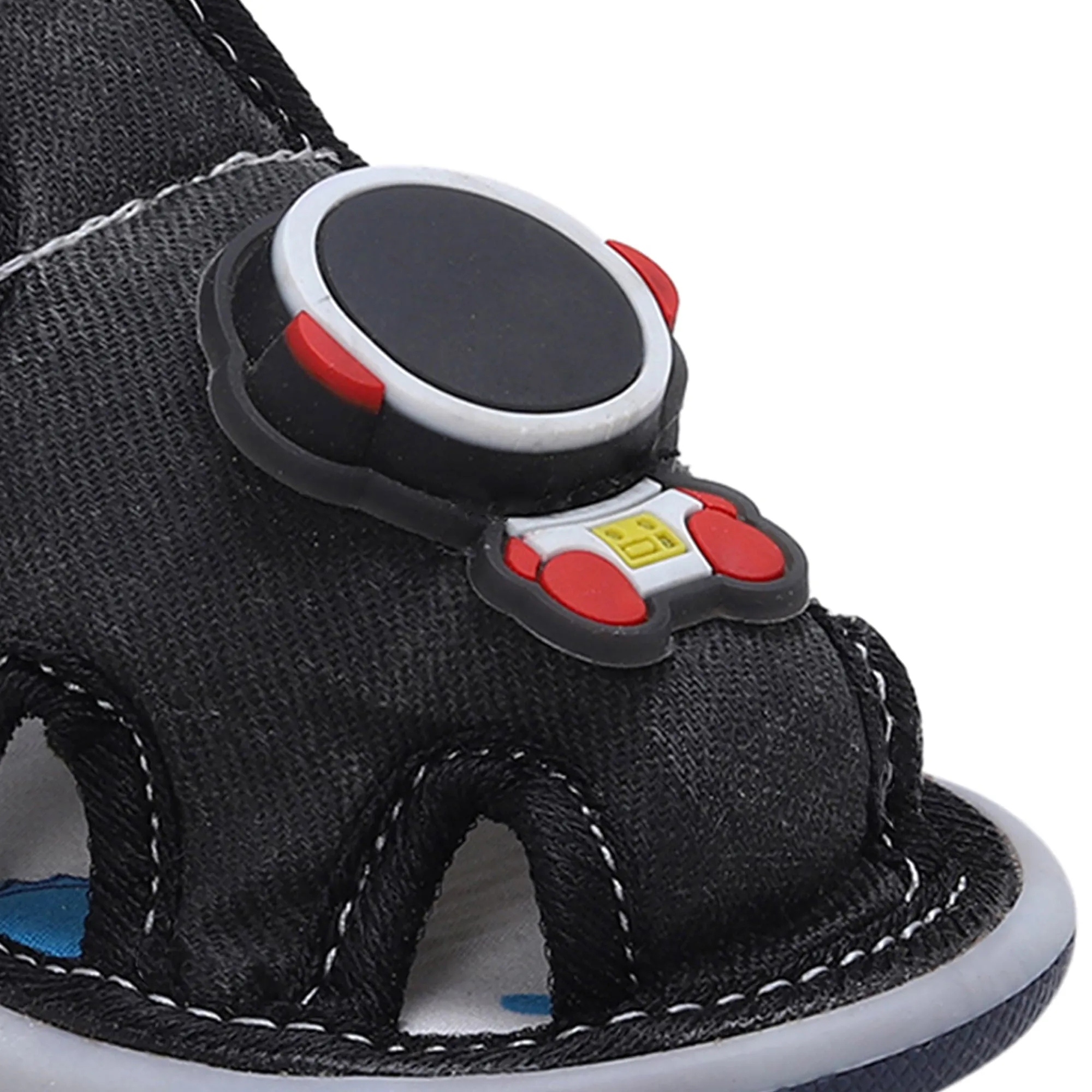 Baby Moo Cool Robot Velcro Strap Anti-Skid Chu Chu Sound Sandals - Black