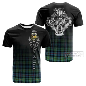 Bailey Ancient Tartan Cotton T-shirt Featuring Alba Gu Brath Family Crest Celtic Inspired