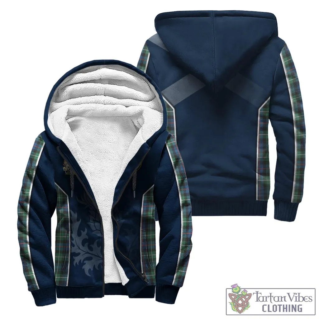 Baillie Ancient Tartan Sherpa Hoodie with Family Crest and Scottish Thistle Vibes Sport Style