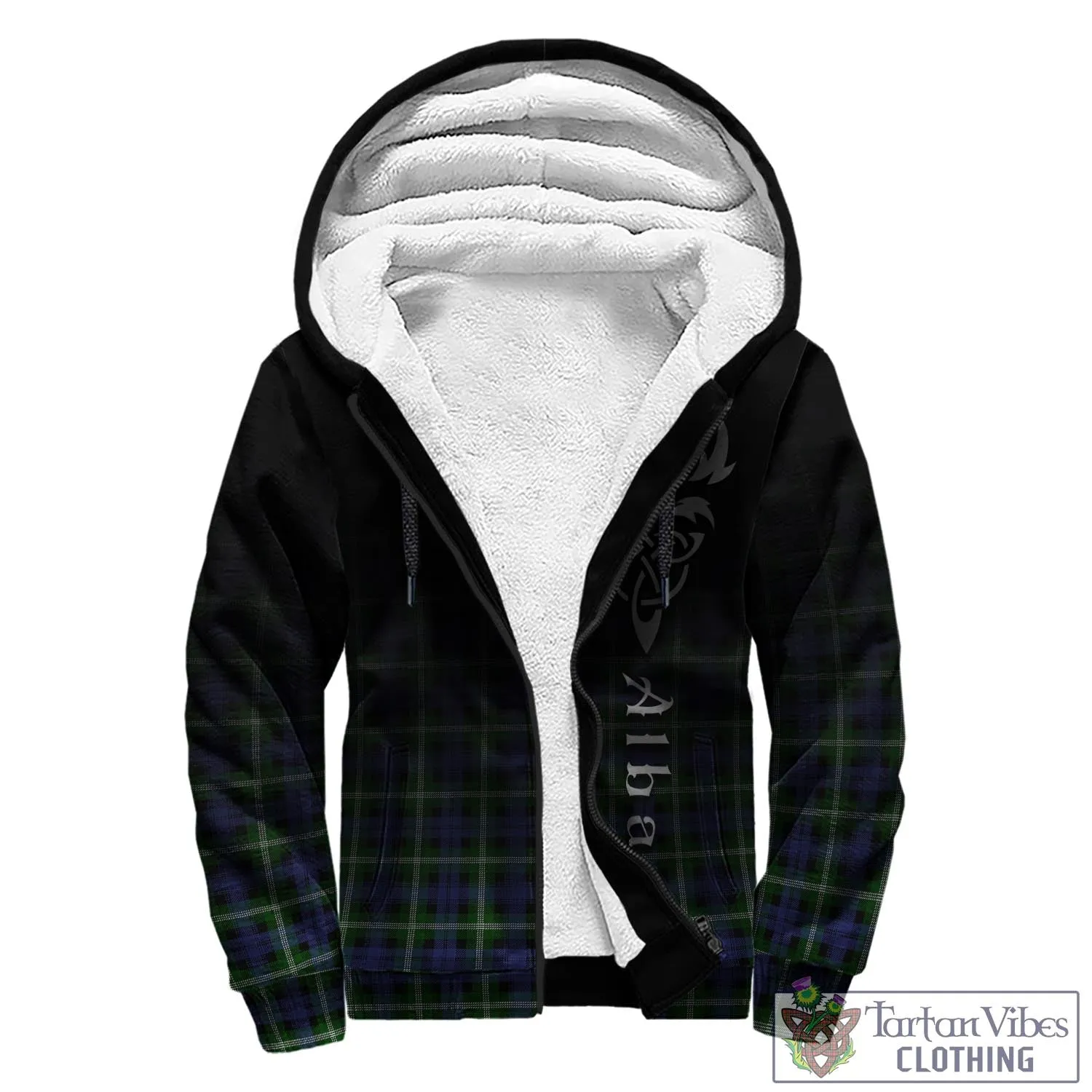 Baillie (Bailey) Tartan Sherpa Hoodie Featuring Alba Gu Brath Family Crest Celtic Inspired