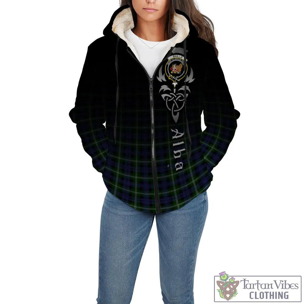 Baillie (Bailey) Tartan Sherpa Hoodie Featuring Alba Gu Brath Family Crest Celtic Inspired