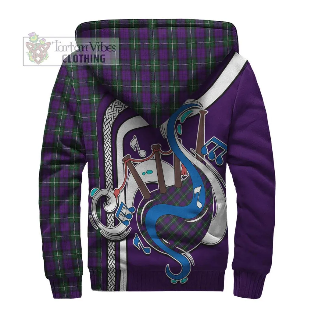 Baillie Highland Society Tartan Sherpa Hoodie with Epic Bagpipe Style