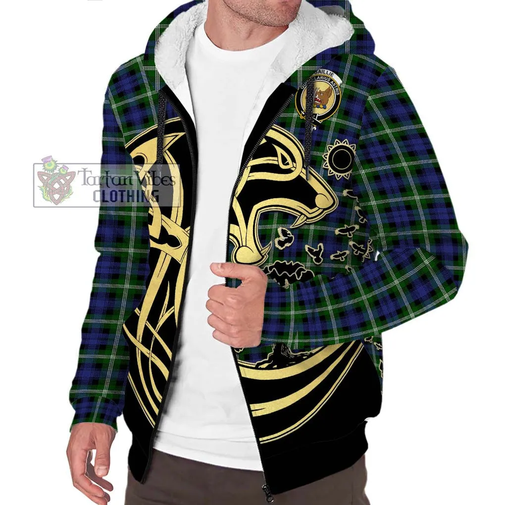 Baillie of Polkemmet Tartan Sherpa Hoodie with Family Crest Celtic Wolf Style