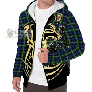 Baillie of Polkemmet Tartan Sherpa Hoodie with Family Crest Celtic Wolf Style