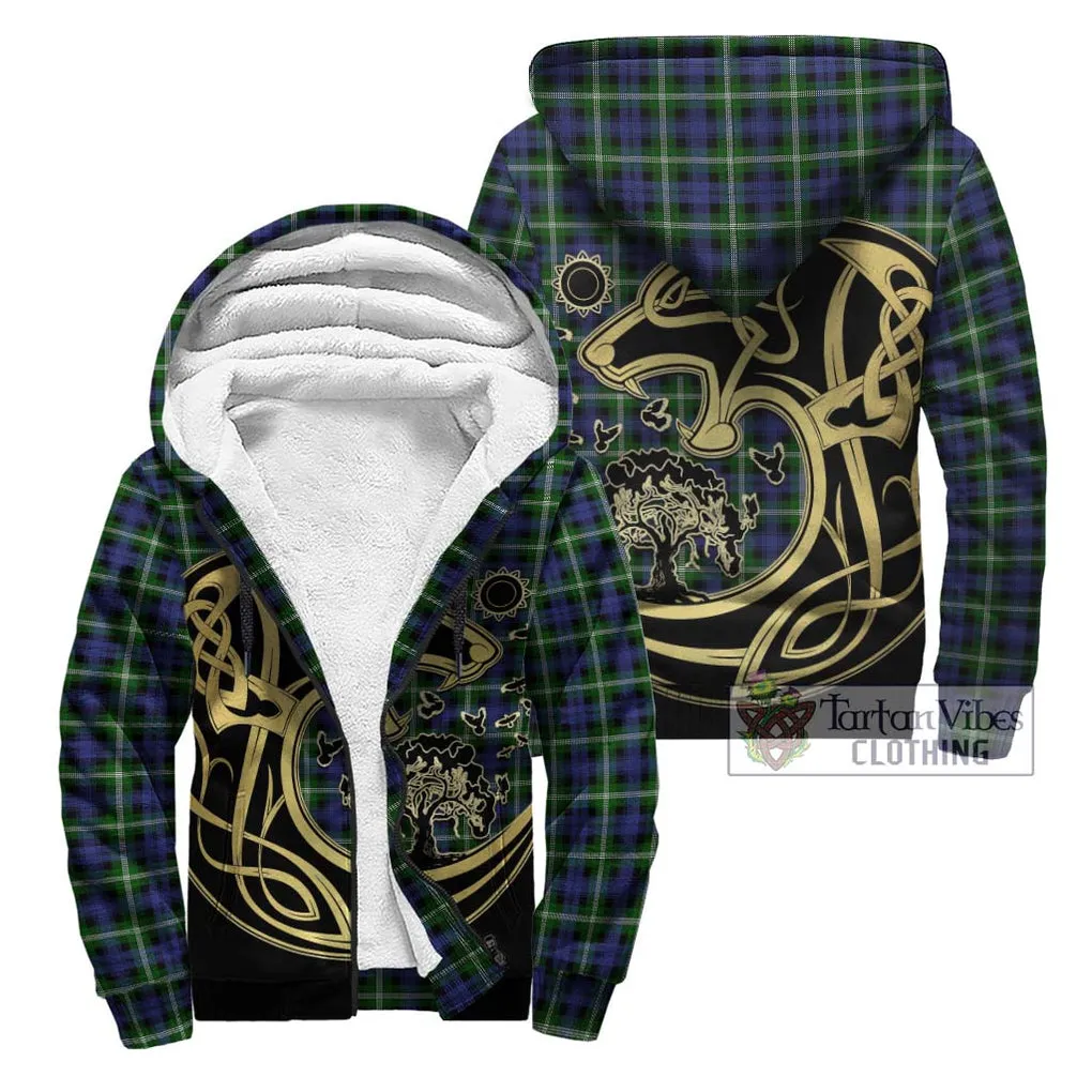 Baillie of Polkemmet Tartan Sherpa Hoodie with Family Crest Celtic Wolf Style