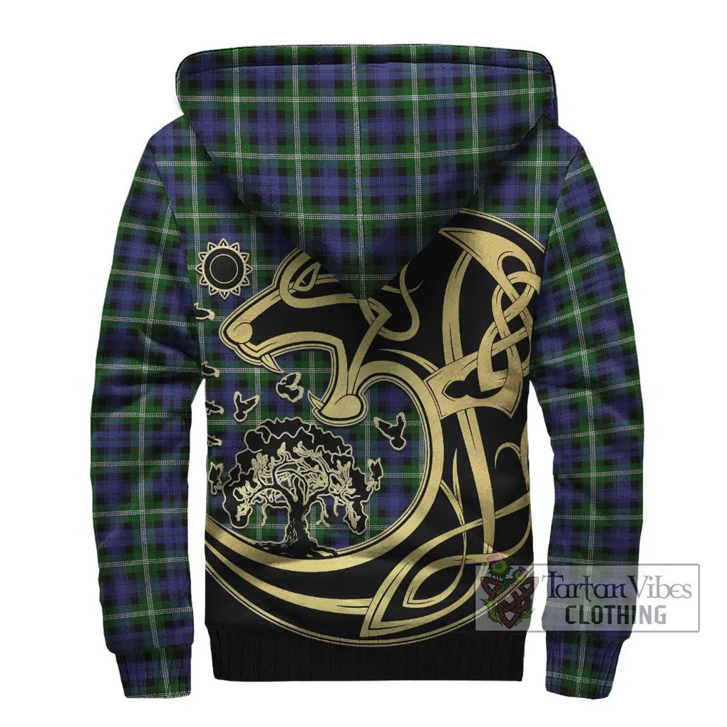 Baillie of Polkemmet Tartan Sherpa Hoodie with Family Crest Celtic Wolf Style