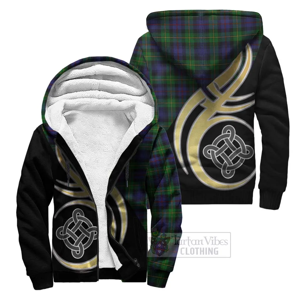 Baillie Tartan Sherpa Hoodie with Family Crest and Celtic Symbol Style