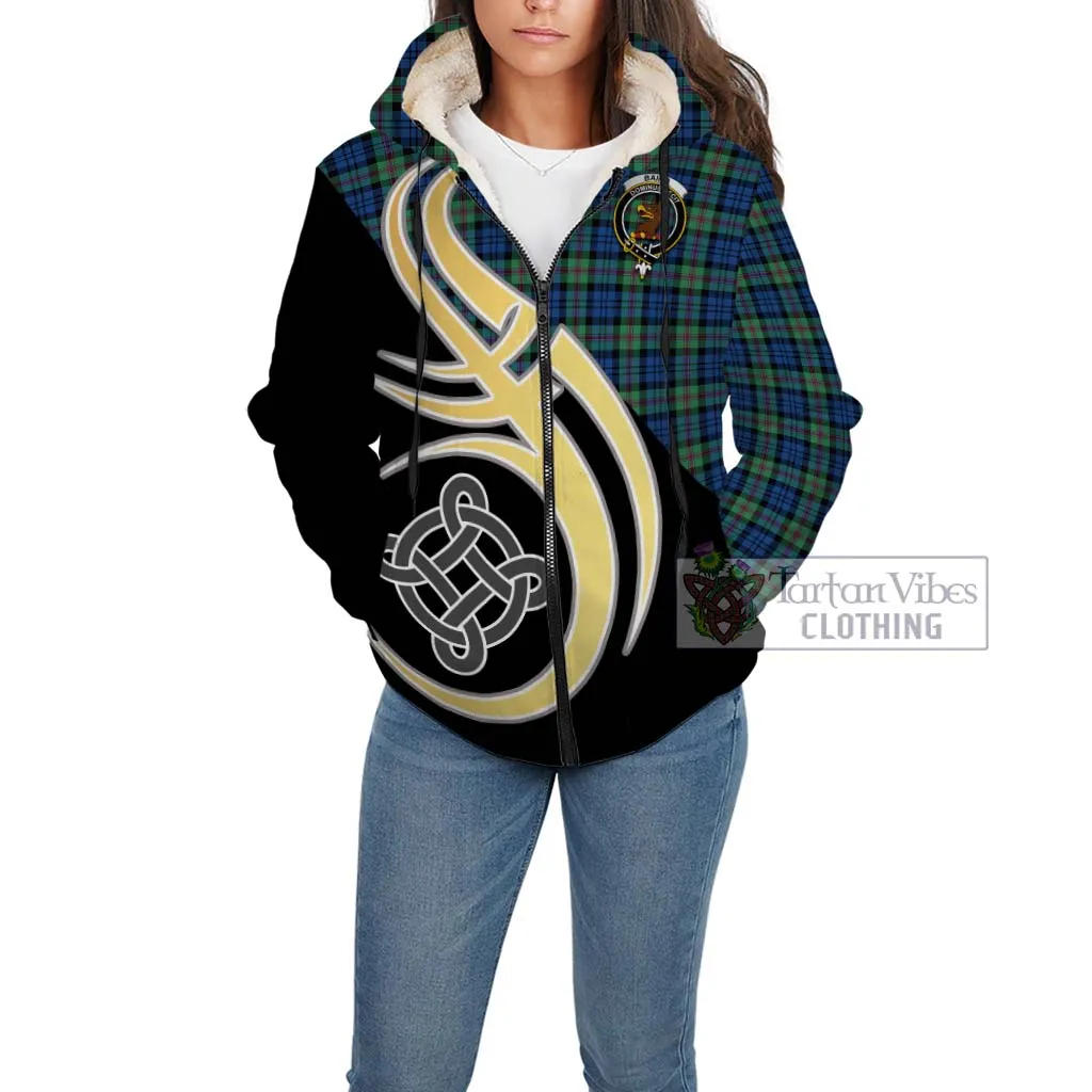 Baird Ancient Tartan Sherpa Hoodie with Family Crest and Celtic Symbol Style