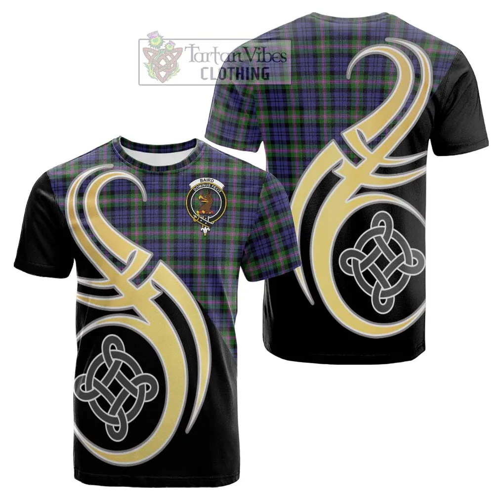 Baird Modern Tartan Cotton T-shirt with Family Crest and Celtic Symbol Style