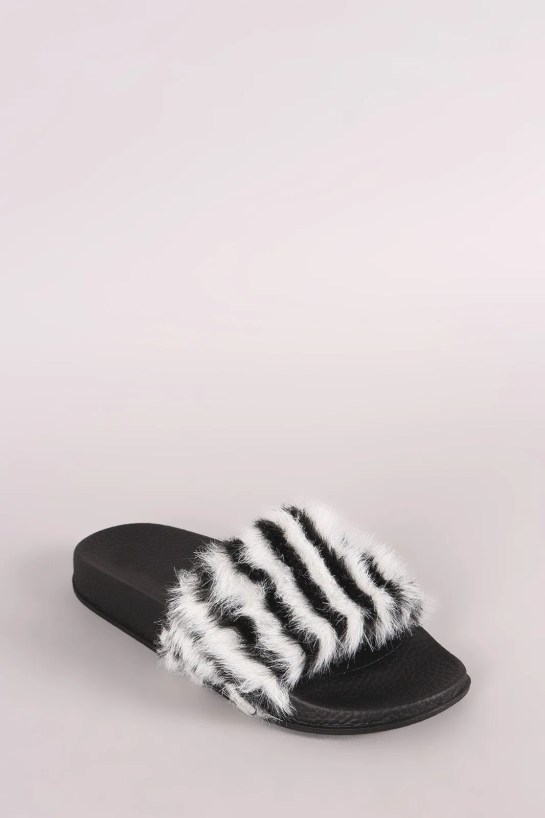 Bamboo Faux Fur Zebra Slide Sandal