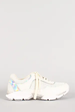 Bamboo Hologram Glitter Lace Up Sneaker