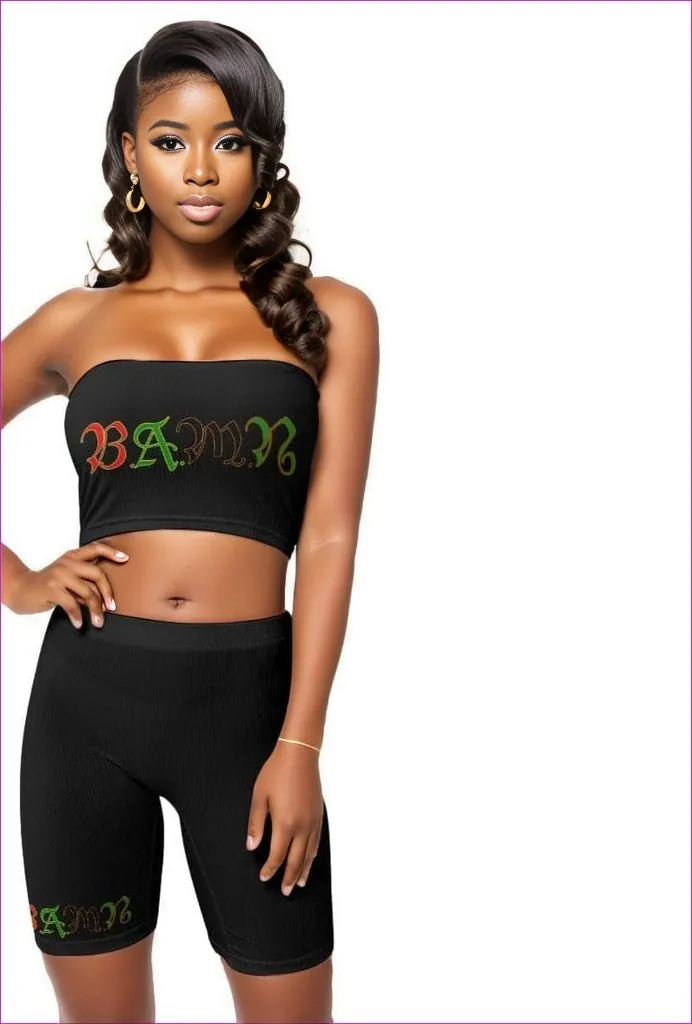 B.A.M.N - By Any Means Necessary Womens Tube Top Shorts Suit