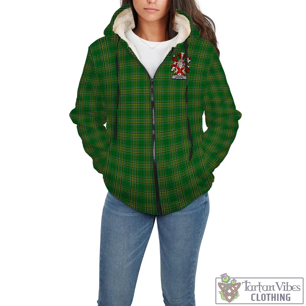 Barron Irish Clan Tartan Sherpa Hoodie with Coat of Arms