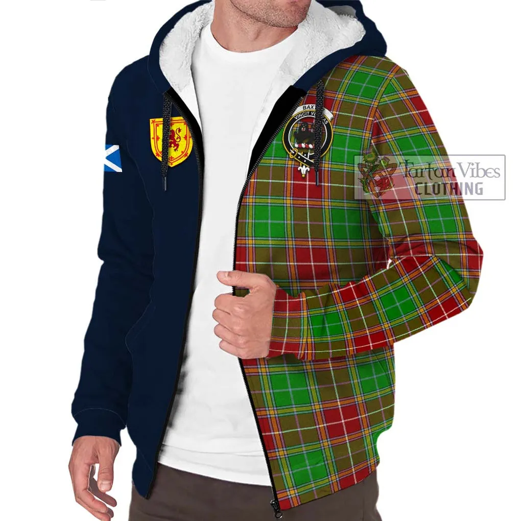 Baxter Modern Tartan Sherpa Hoodie Alba with Scottish Lion Royal Arm Half Style