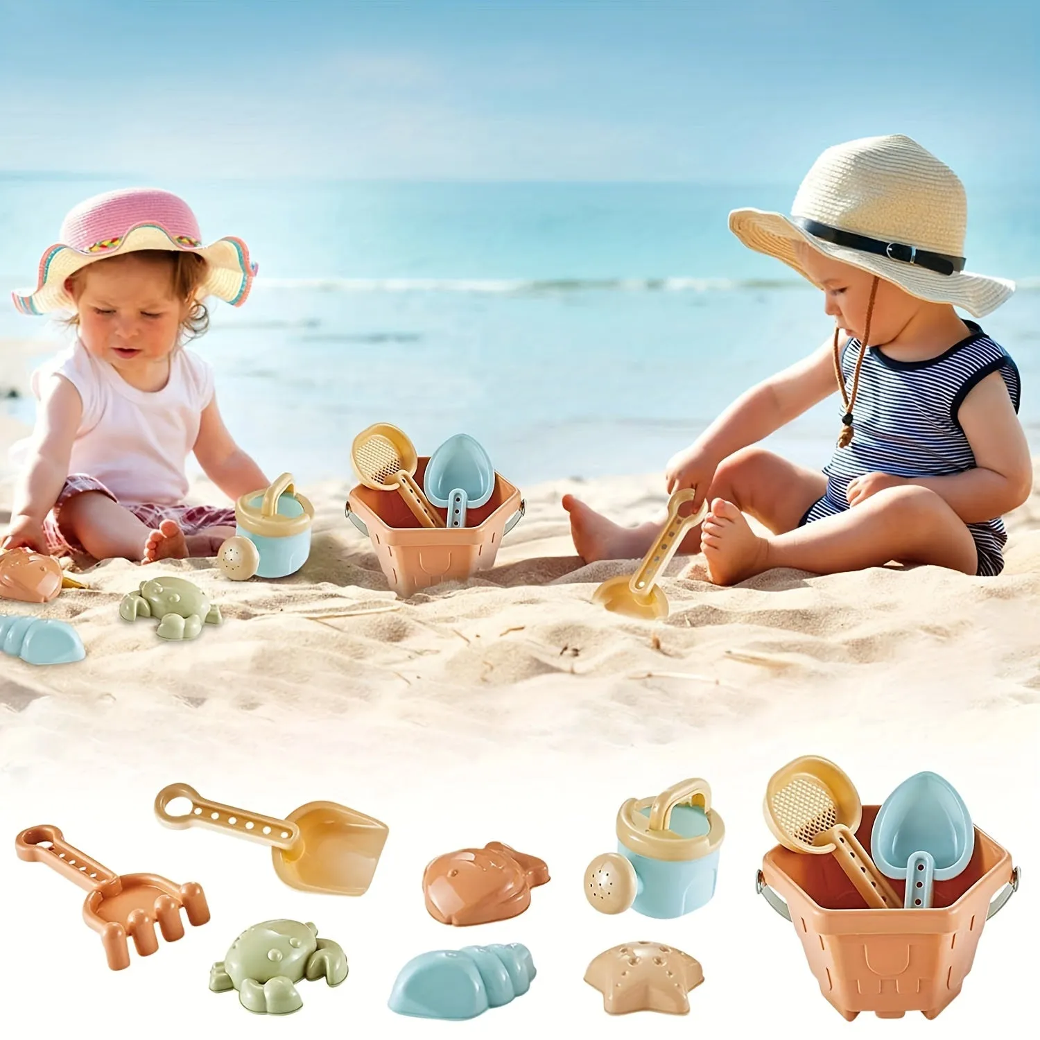 Beach Toys Set 10pcs for Outdoor Fun with Engineering Vehicle