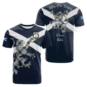 Bell Tartan Lion Rampant Cotton T-shirt Proudly Display Your Heritage with Alba Gu Brath and Clan Name