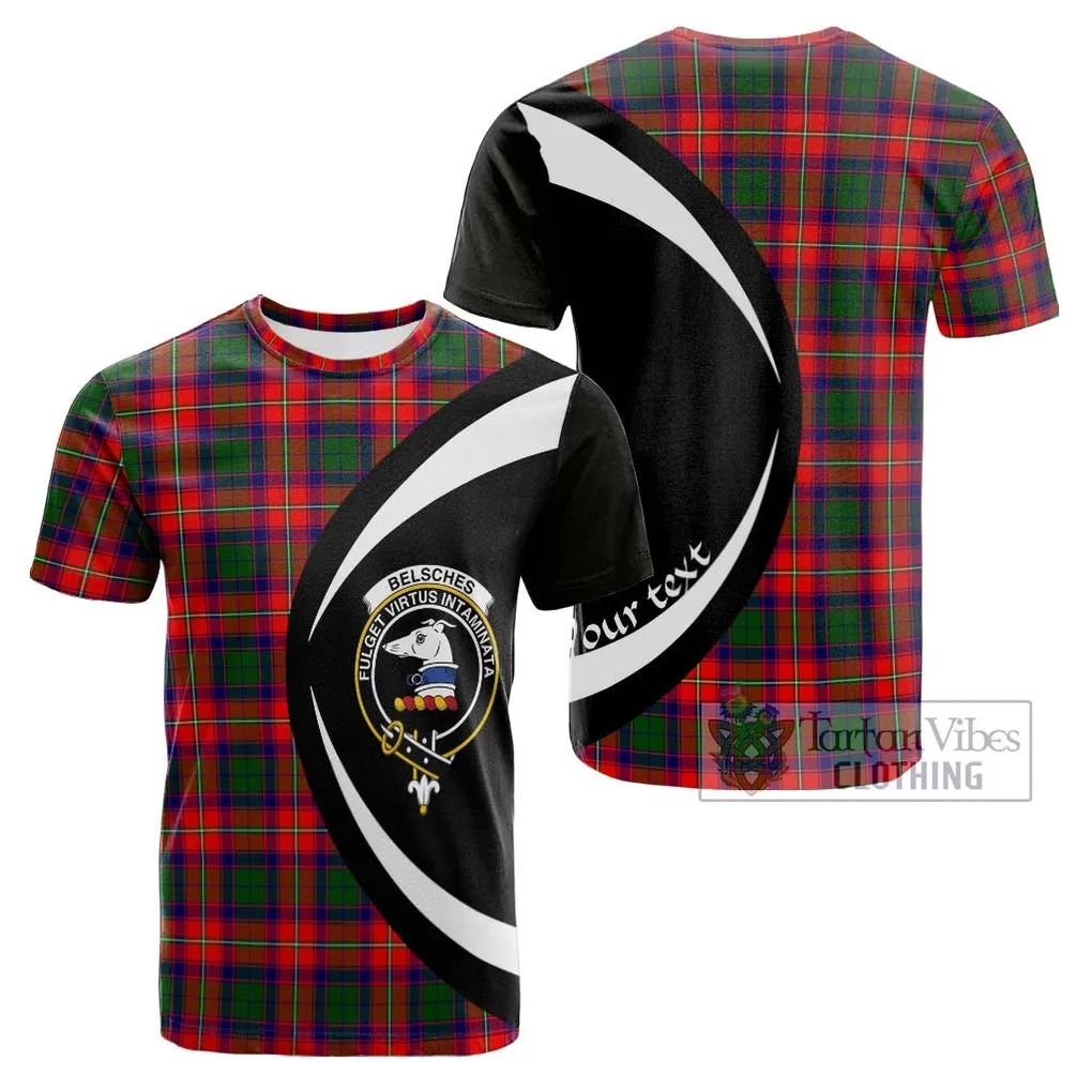 Belsches Tartan Cotton T-shirt with Family Crest Circle Style