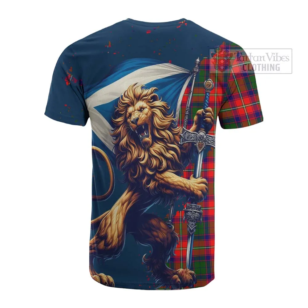 Belshes (Belsches) Tartan Family Crest Cotton T-shirt with Scottish Majestic Lion